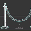 Silver Metal Posts With Red Rope Queue Barrier For Event Entrance Setup 3d model