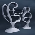 Unique White Display Shelves With Hollow Curved Design And Stable Base