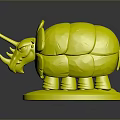 Low Poly Rhinoceros 3D Character Model With Geometric Shape And Gray Base Stand