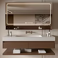 Modern Bathroom Vanity Cabinet With Lighted Mirror Sink Countertop And Towels