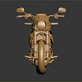 Golden Modern Motorcycle With Sleek Design And Reflective Surface On Dark Background