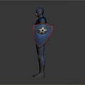 Man Wearing Blue Uniform With Helmet and Star Shield in Standing Pose