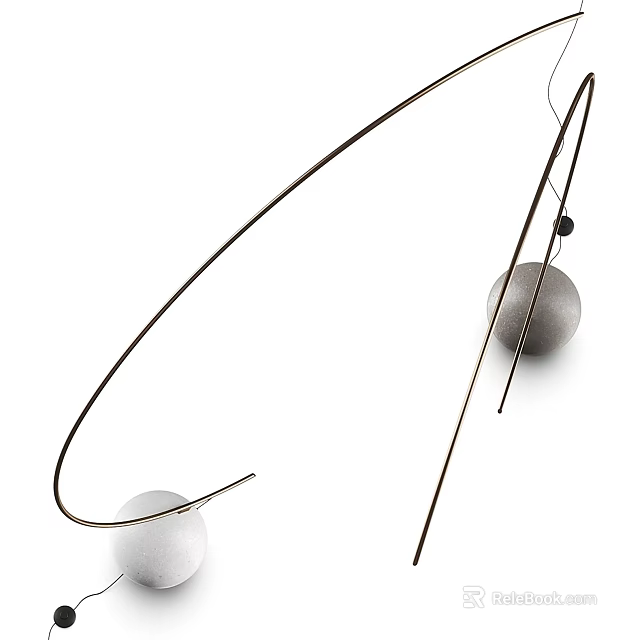 Modern Floor Lamp With Curved Metal Frame And Spherical Light Shade Design 3d model 