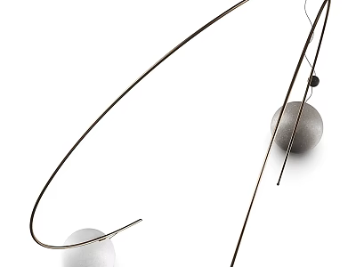 Modern Floor Lamp With Curved Metal Frame And Spherical Light Shade Design 3d model