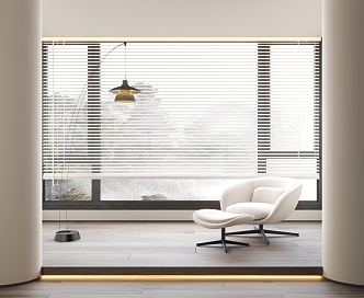 Modern venetian blinds curtain draw curtain 3d model