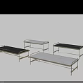 Modern Coffee Tables Featuring Metal Frames And Various Colored Tabletops 3d model