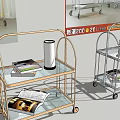 Modern Rolling Cart With Glass Shelves Metal Frame And Wheels For Home Use