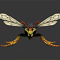 Wasp 3D Model With Detailed Yellow Black Body Transparent Wings Orange Legs Red Yellow Head