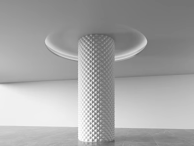 Modern Textured Column With Diamond Pattern And Circular Ceiling Detail In Minimalist Interior 3d model