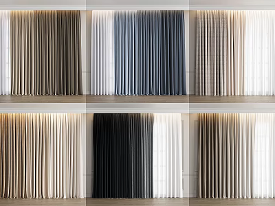 Various Color Curtain Options For Modern Interior Design And Home Decor 3d model