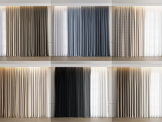Modern Home Curtain Combination Gradient Curtain Fabric Curtain Milk Tea Curtain Bedroom Curtain Living Room Curtain 3d model