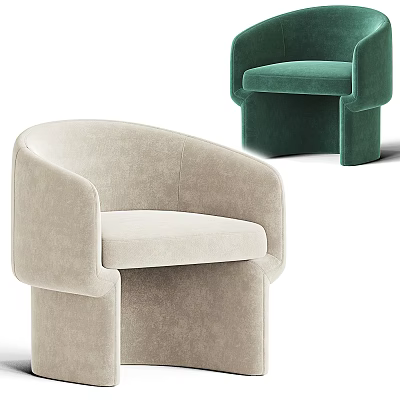 Modern Beige and Green Accent Chairs with Curved Arms Square Base and Soft Upholstery 3d model