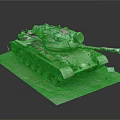 Vintage Military Tank Model with Numbered Markings Extended Cannon on Gray Display Stand