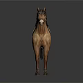 Realistic Brown Horse With Black Mane Tail And Leather Saddle 3d model