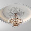 Elegant Round Ceiling Medallion With Intricate Decorative Patterns And Central Chandelier 3d model