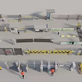 Public Facilities With Security Fences Access Control Gates Warning Tapes And Safety Signs