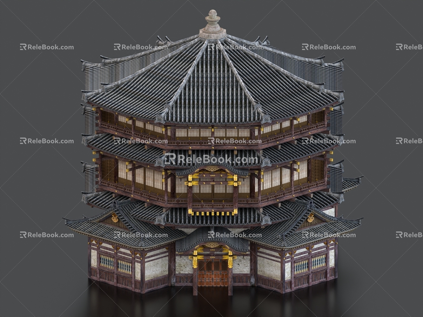 Chinese style ancient building attic ancient restaurant palace court theater 3d model