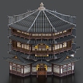 Chinese style ancient building attic ancient restaurant palace court theater 3d model