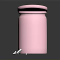 Pink Jar With Open Lid And White Heart Decorations On Dark Background