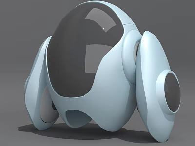 Smart Machine With Transparent Dome Rounded Modern Design And Smooth White Exterior 3d model