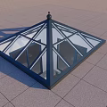 Elegant Villa Balcony With Glass Skylight And Horse Painting On Wall