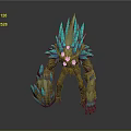 Game Movie Monster Character With Blue Ice Crystal Spikes Golden Accents And Rocky Brown Body