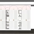 Elegant Modern Wardrobe With Sliding Glass Doors Gold Handles LED Lighting And Pink Backdrop