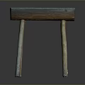 Rustic Wooden Stool With Square Seat Featuring Carved Open Bowl And Four Legs Design