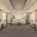 Hotel Public Lounge With Modern Wooden Walls Comfortable Sofas Green Plants And Artwork