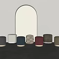 modern sofa stool round stool sofa stool 3d model