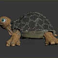 Detailed Colorful Reptile Turtle With Gray Shell Orange Legs And Blue Eyes