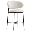 Set of Two Modern Grey Bar Stools With Upholstered Seats And Black Metal Frames