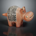 Unique Hippo Shaped Ceramic Furniture Figurine With Black White Patterns