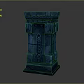 Blue Decorative Column Featuring Intricate Carvings And Layered Stone Structure 3d model
