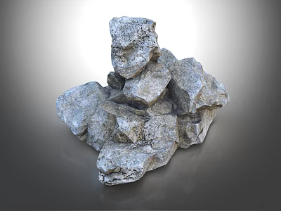 Pile of Natural Gray Rough Textured Stones For Outdoor Decor And Landscaping 3d model