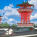 Tang Dynasty watchtower tower attic beacon tower detection tower 3d model