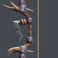 Ancient Decorative Bow Weapon With Metal Spikes Intricate Carvings And Leather Details