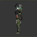 3D Model Character In Camouflage Uniform With Black Helmet Green Hair And Tactical Gear
