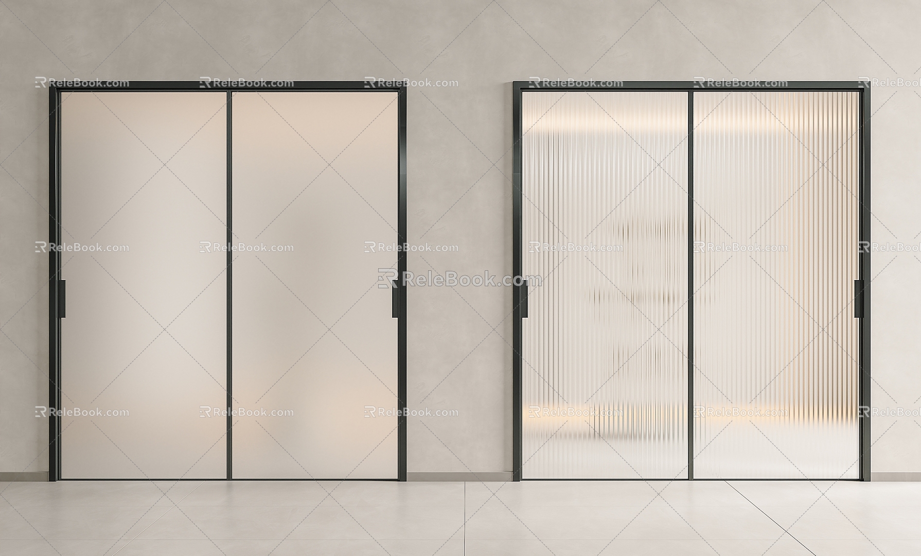 Modern Minimalist Sliding Door Trackless Glass Door Sliding Door Invisible Track Door Frosted Glass Door Changhong Glass Door Pocket Door Ghost Door 3d model