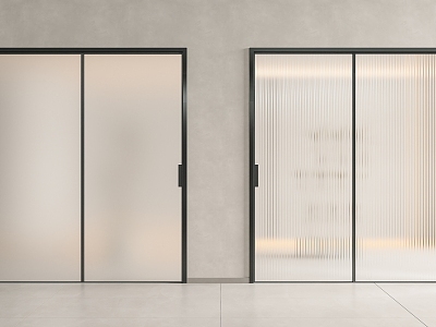 Modern Minimalist Sliding Door Trackless Glass Door Sliding Door Invisible Track Door Frosted Glass Door Changhong Glass Door Pocket Door Ghost Door 3d model