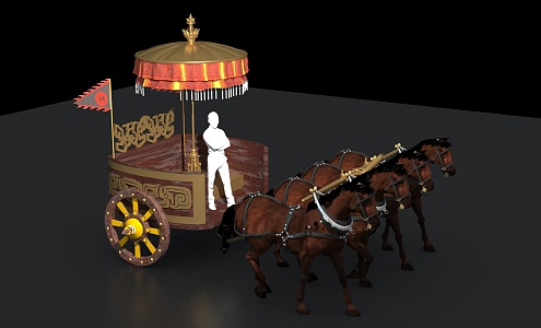 Horse carriage ancient carriage ancient pattern vehicle 3d model