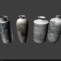 Traditional Chinese Ceramic Vases with Figures Landscape and Plum Blossom Patterns