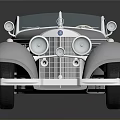 Vintage Silver Convertible Car With Shiny Body And Open Top Design