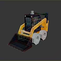 Pixel Art Yellow Utility Loader Vehicle With Black Bucket White Wheels And Cab