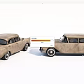Two Vintage Classic Cars With Worn Weathered Body And Retro Design