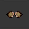 Vintage Copper Goggles With Black Leather Strap Yellow Lenses On Reflective Background