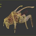 Red Insect Monster Game Movie Character With Multiple Limbs Wings Body Holes And Spiked Limbs
