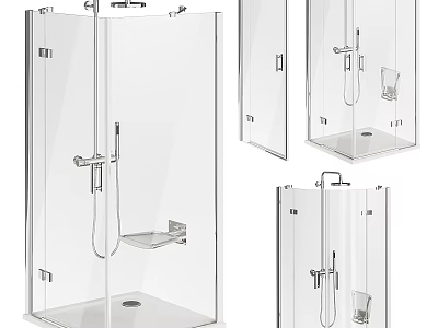 Transparent Glass Shower Sauna Enclosure With Modern Design And Shower Head 3d model
