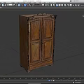 Vintage Wooden Wardrobe with Intricate Carved Details and Double Doors Design