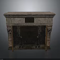 Traditional Carved Marble Fireplace With Mantel Metal Panel And Knobs